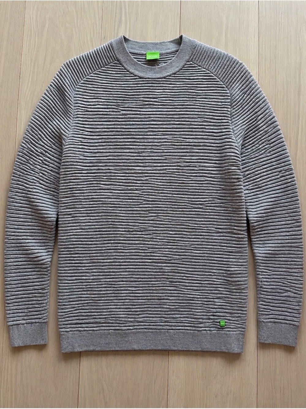 Boss Gray Ribbed Crewneck Sweater
